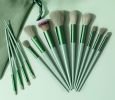 13 Pcs Makeup Brushes Kit, Foundation Brush Eyeshadow Brush Highlighter Loose Powder Blush(Green)