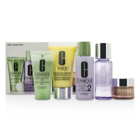 Clinique - Daily Essentials Set (Dry Combination): All About Eyes 15ml + Liquid Soap 30ml + MakeUp Remover 50ml + Clarifying Lotion 2 60ml + DDML+ 50m
