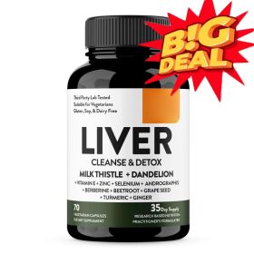 Liver Cleanse & Detox Capsules, Multivictamin, Milk Thistle, Dandelion, Turmeric, Ginger Extract, Beet, Zinc, Vitamin E, Selenium, Grape Seed, Healthc