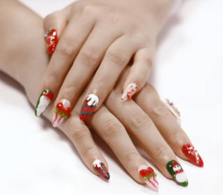 Limited Edition Press On Nails Medium AlmondNails With Designs Christmas Handmade WinterSnowman Santa For Women And Girls 10Pcspress-on Nail (Option: L)