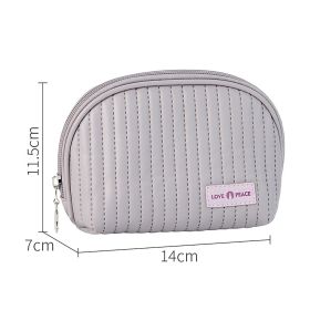 Round Cake Cosmetic Bag, Cosmetic Bag Cute Travel Organizer Pouch Set For Women PU Leather Waterproof Wash Bag, Large Capacity Advanced Feeling (Color: GRAY)