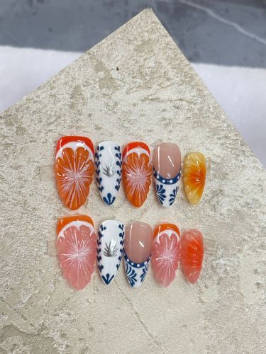 Hand-painted Three-dimensional Grapefruit High-grade Nail Dressing Hand-made